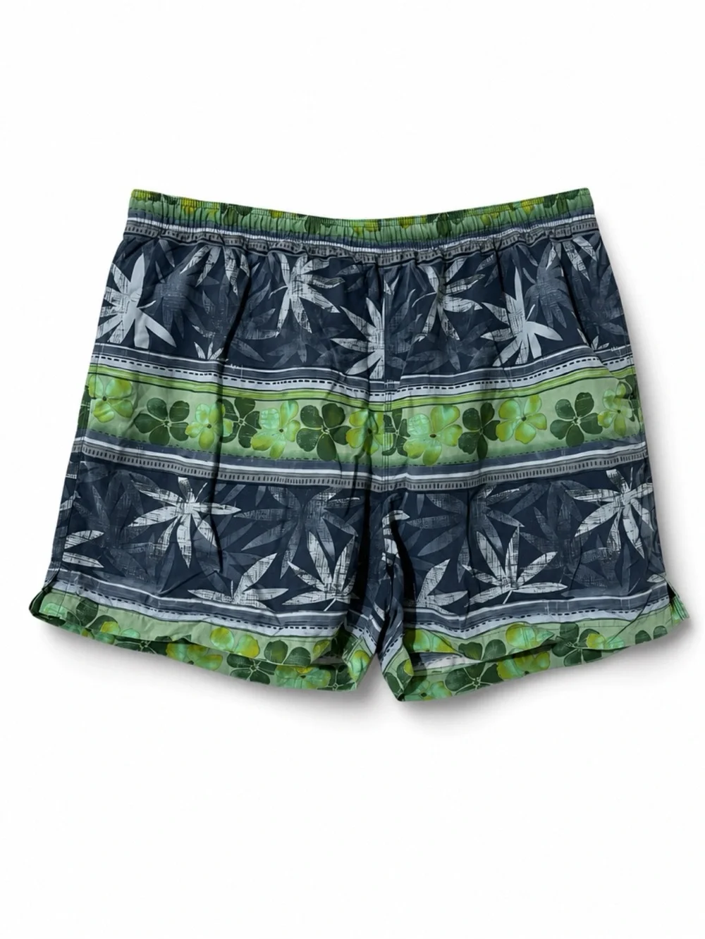 Tommy Bahama White Mesh Lined Swim Shorts with Teal Stitching